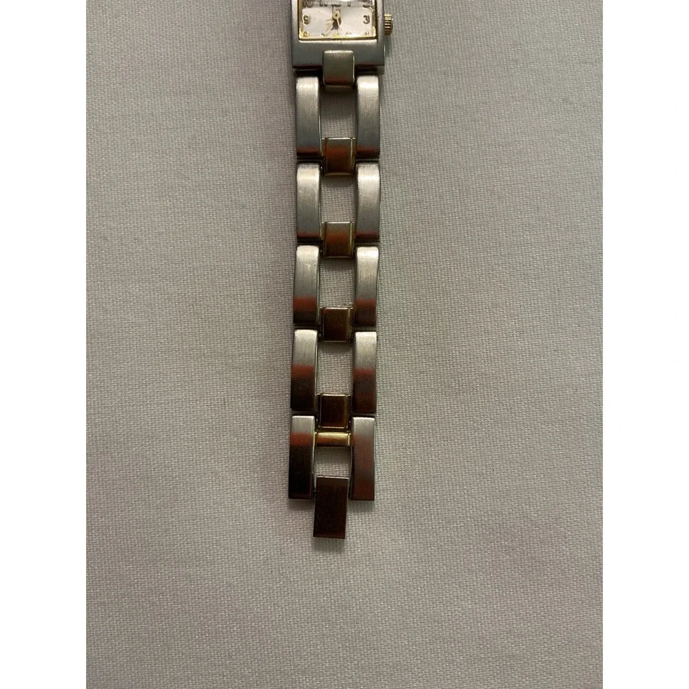 Essie Womens Two Tone Stainless Steel Quartz Watch Rectangular Face 5377